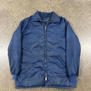 1970s Talon Zipper Blue Goose Down Puffer (Size L)